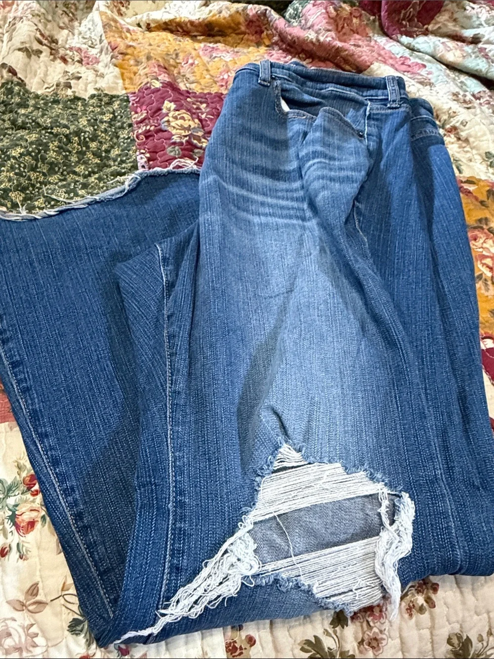 torrid Blue Distressed Wide-Leg Jeans